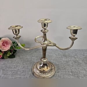 Midcentury Silverplated E.P. Zinc Twisted 3 arm Candelabra Candlestick